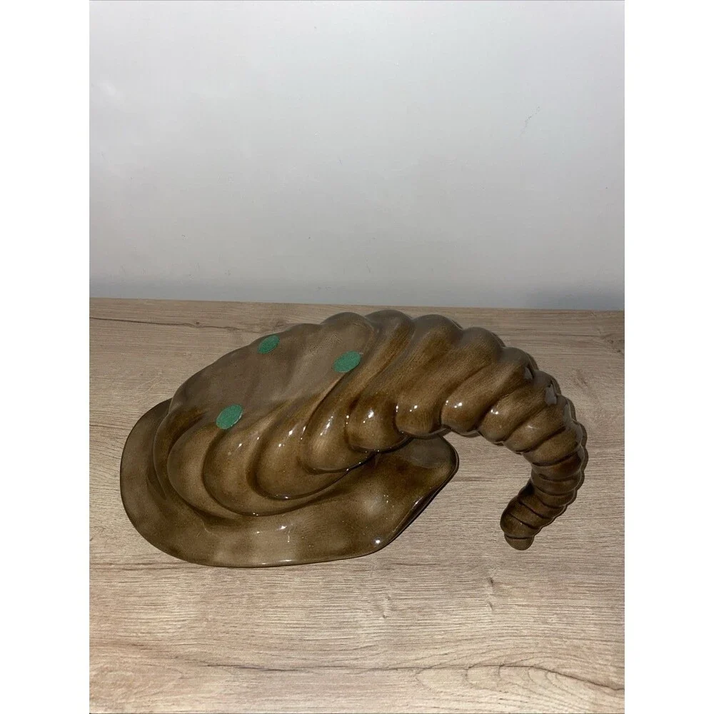 Vintage 1985 Ceramic Cornucopia Horn of Plenty Planter Thanksgiving Brown Glaze